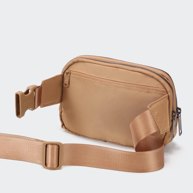 Pander Everywhere Belt Bag for Women, 5 Zipper Pockets Nylon Crossbody Fanny Pack Purse (Caramel Burnt). - Image 3